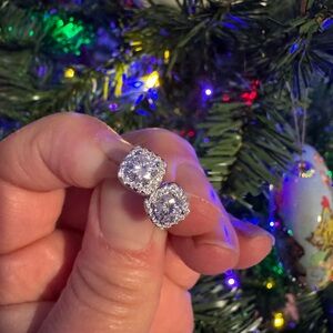 1 carat moissanite halo earrings